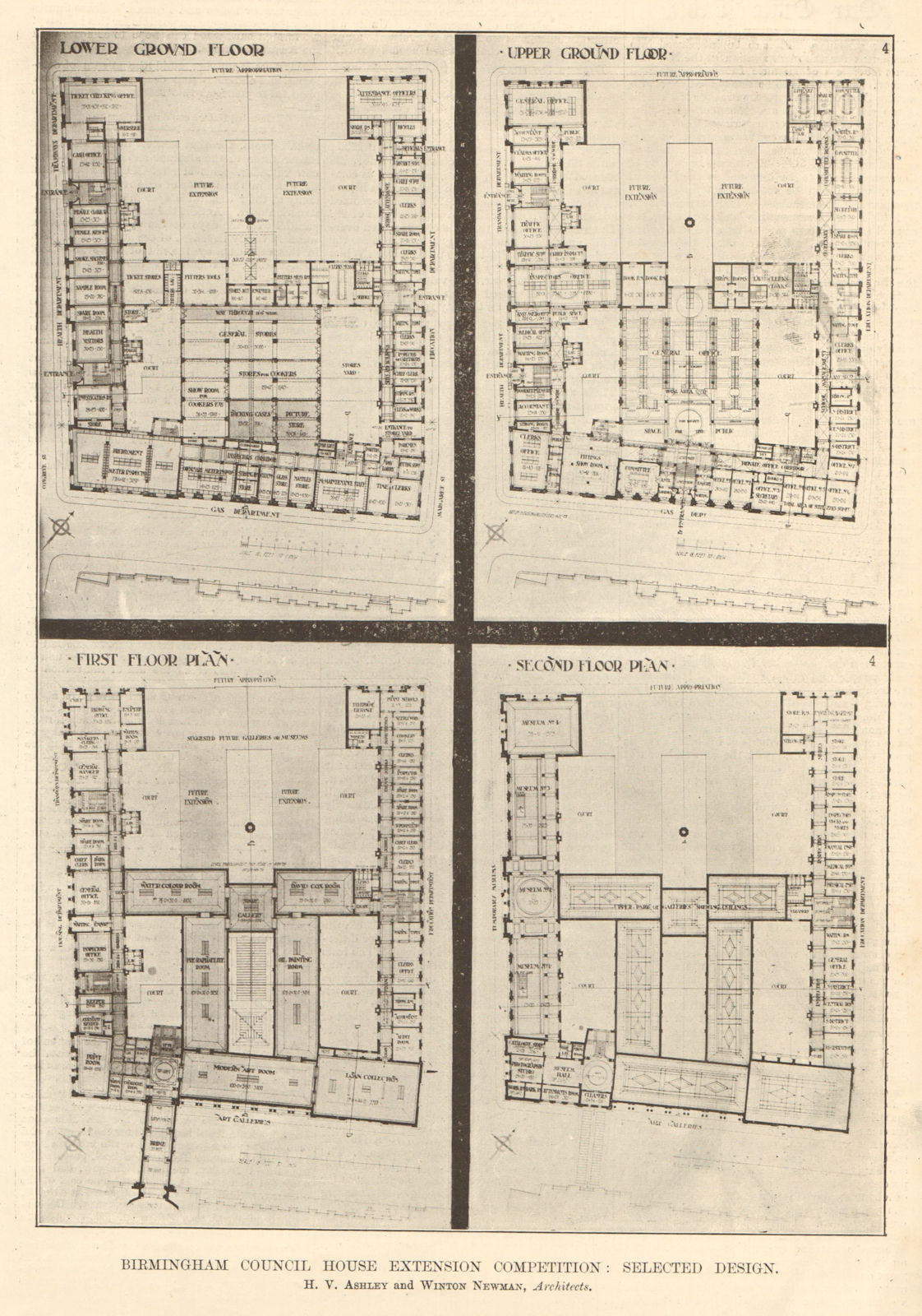 Birmingham Council House extension. Ashley & Winton Newman Archt. Plans 1907